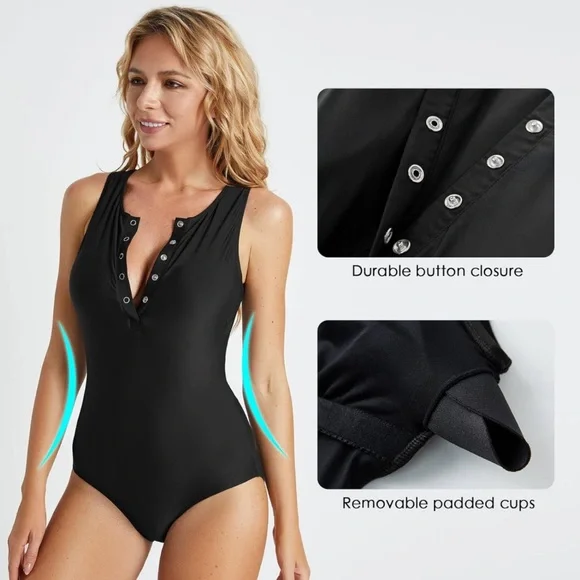 NWT BALEAF Women's Button Up One Piece Swimsuit SZ Medium - Picture 4 of 10
